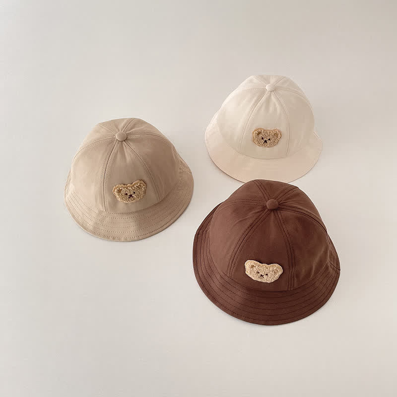 Baby Embroidered Bear Sun Bucket Hat