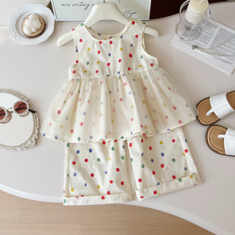 Toddler 2-Piece Colorful Dots Tulle Set