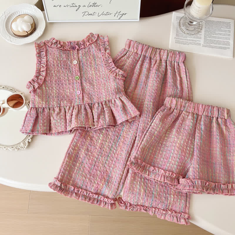 Toddler 3-Piece Pink Plaid Sleeveless Set