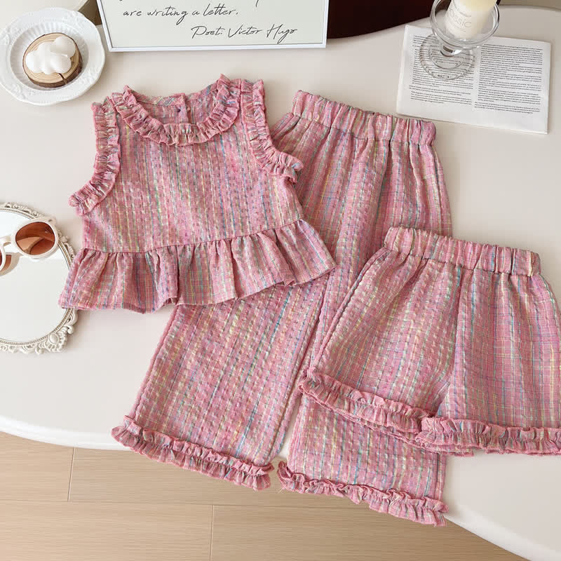 Toddler 3-Piece Pink Plaid Sleeveless Set