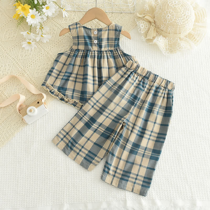 Toddler 2-Piece Blue Plaid Sleeveless Set