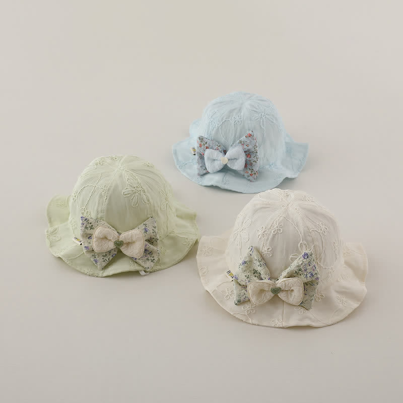 Baby Pastoral Flower Bow Bucket Hat