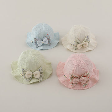 Baby Pastoral Flower Bow Bucket Hat