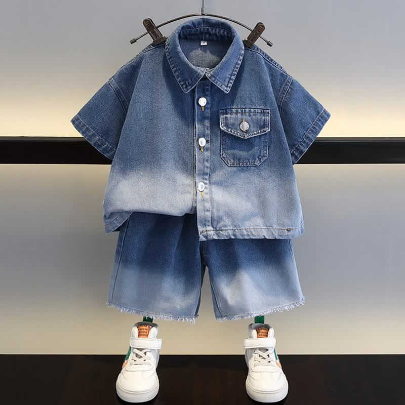 Toddler 2-Piece Denim Blue Gradient Set