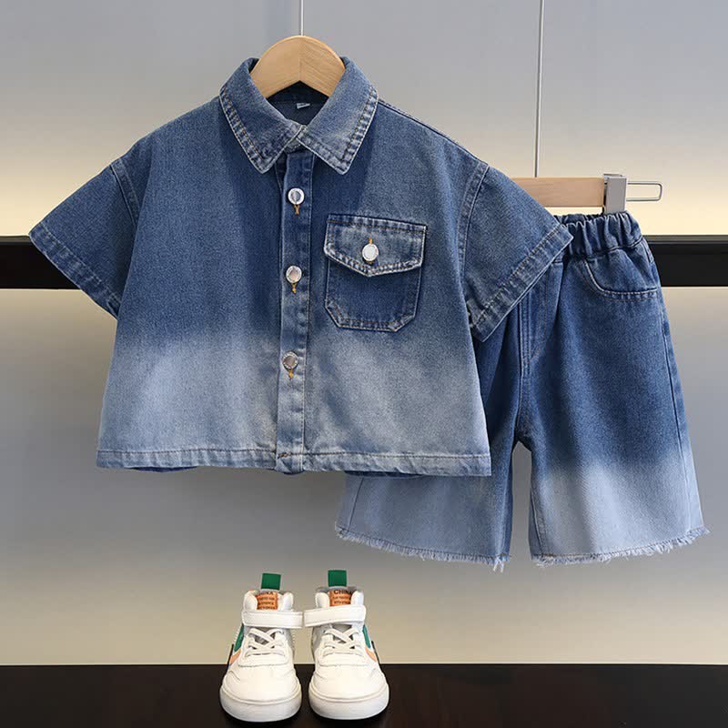 Toddler 2-Piece Denim Blue Gradient Set