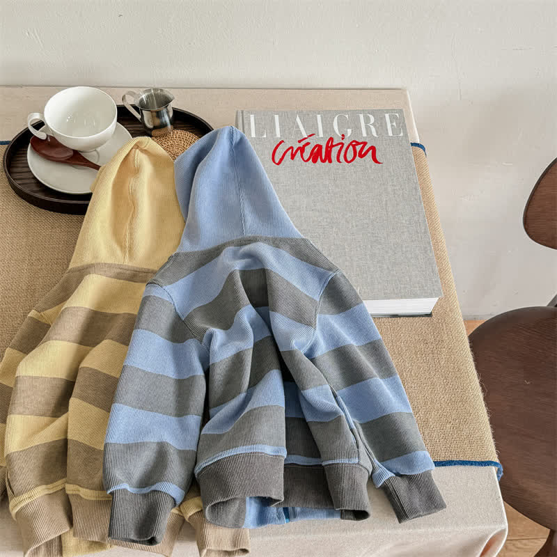 R Toddler Vintage Striped Hooded Coat