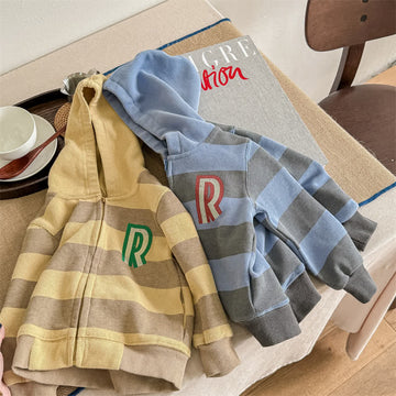 R Toddler Vintage Striped Hooded Coat