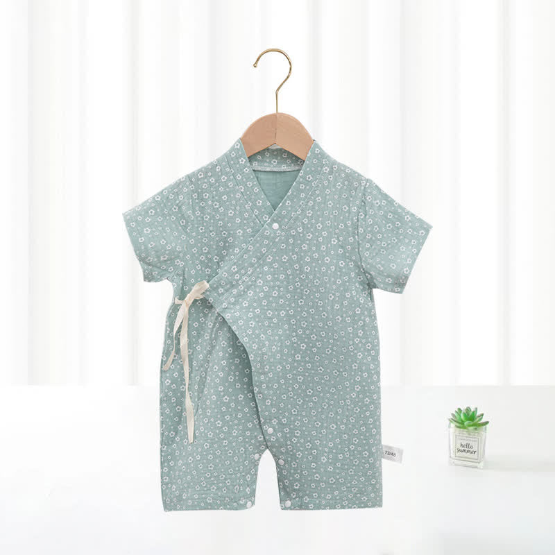 Baby Flower Kimono Gauze Blue Romper