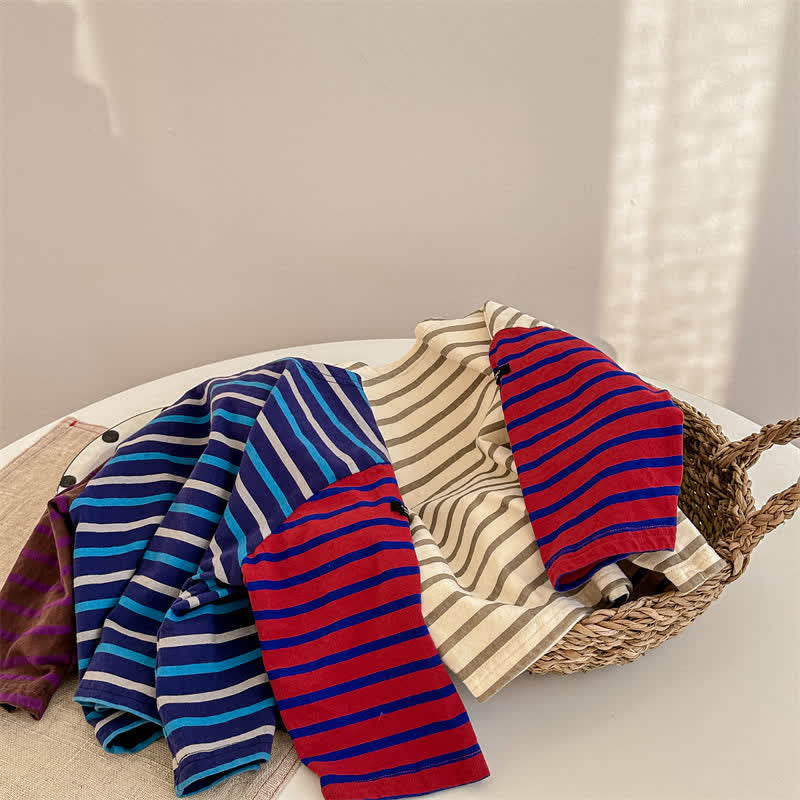 Toddler Color Block Striped Soft T-shirt