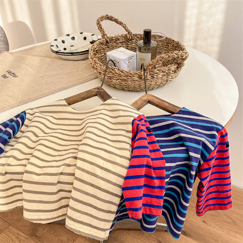 Toddler Color Block Striped Soft T-shirt