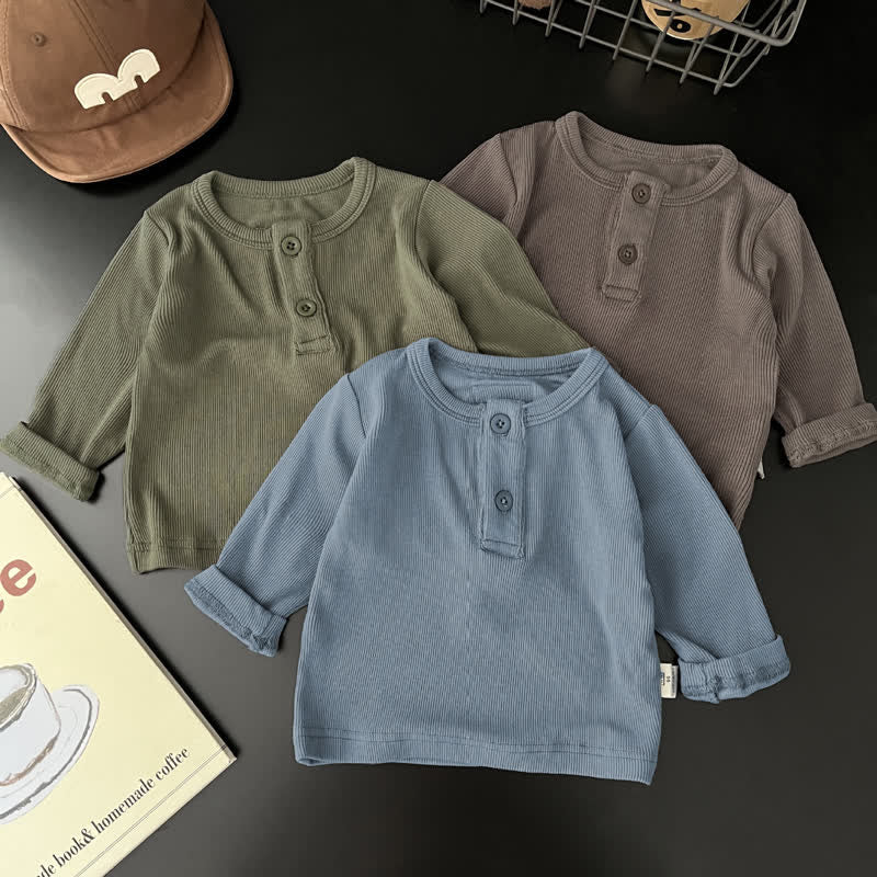 Baby Solid Color Button T-shirt