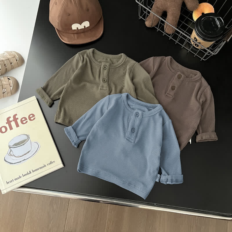 Baby Solid Color Button T-shirt