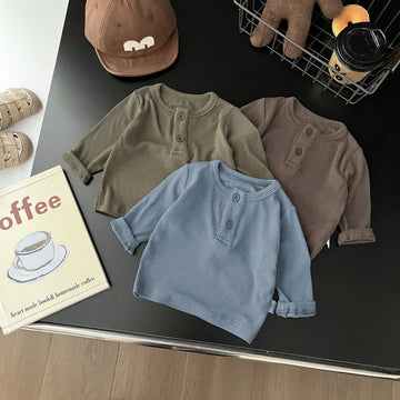 Baby Solid Color Button T-shirt