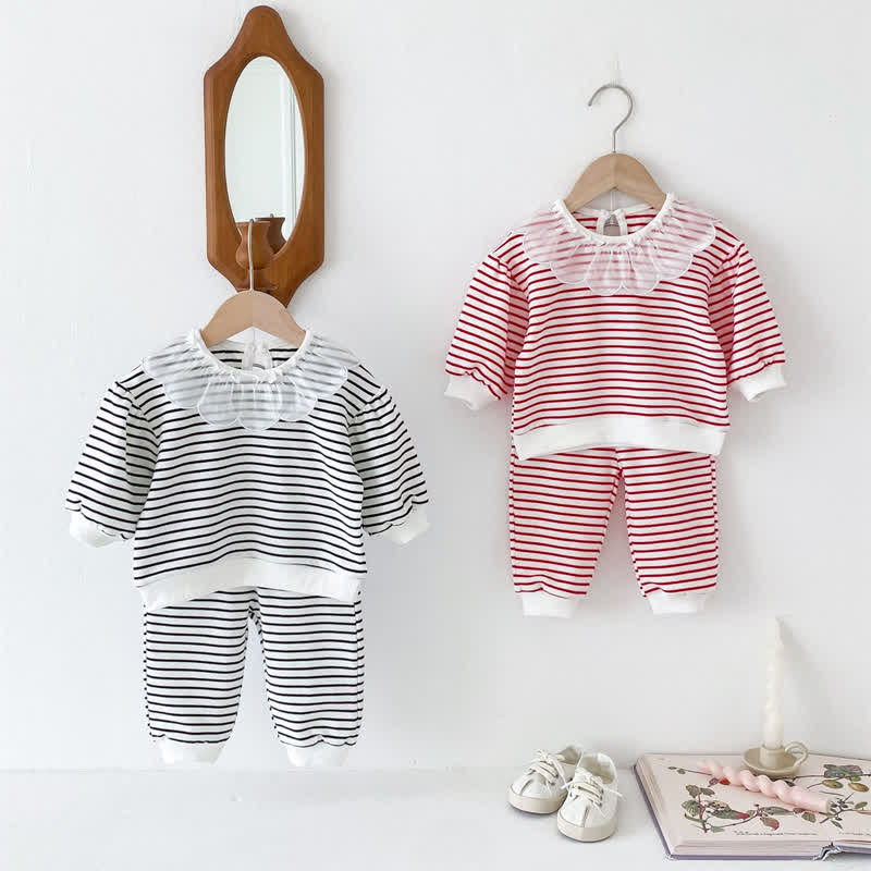 Baby 2-Piece Doll Collar Striped Set