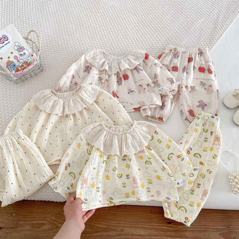 Baby 2-Piece Doll Collar Sweet Pajamas Set