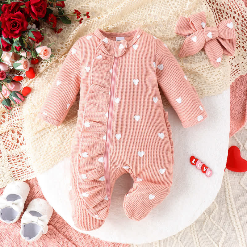 Baby Newborn Heart Romper with Headband