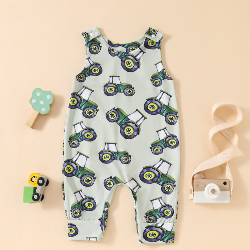 Baby Green Vehicle Sleeveless Romper