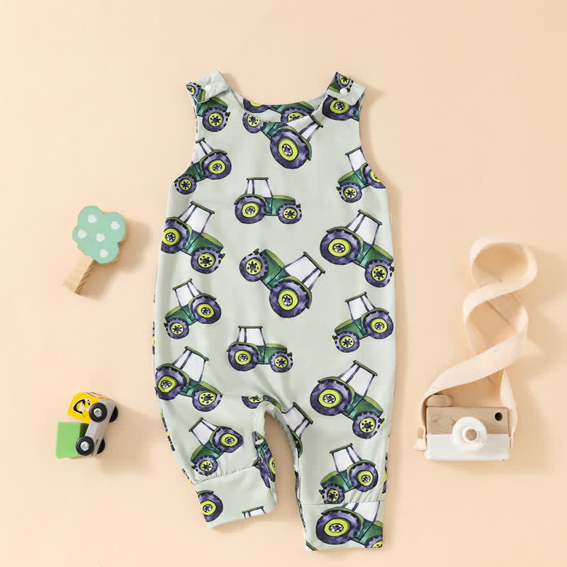 Baby Green Vehicle Sleeveless Romper