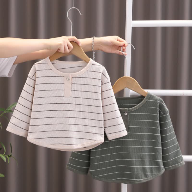 Baby One Button Striped T-shirt