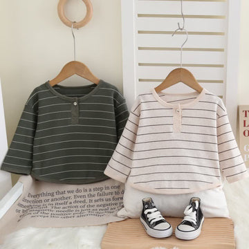 Baby One Button Striped T-shirt