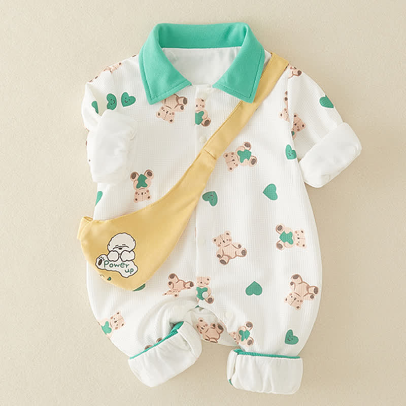 Baby Heart Bear Romper with Bag