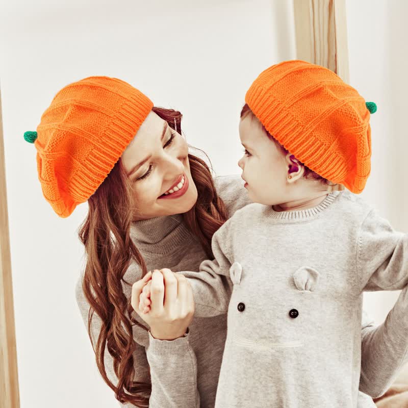 Mommy an Me Halloween Pumpkin Beanie