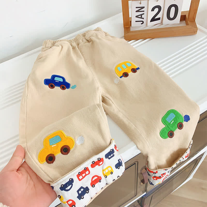 Toddler Embroidered Car Khaki Pants