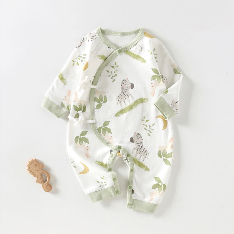 Baby Green Zebra Bunny Kimono Romper