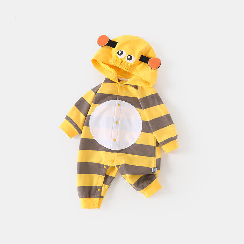 Baby Honeybee Striped Hooded Romper