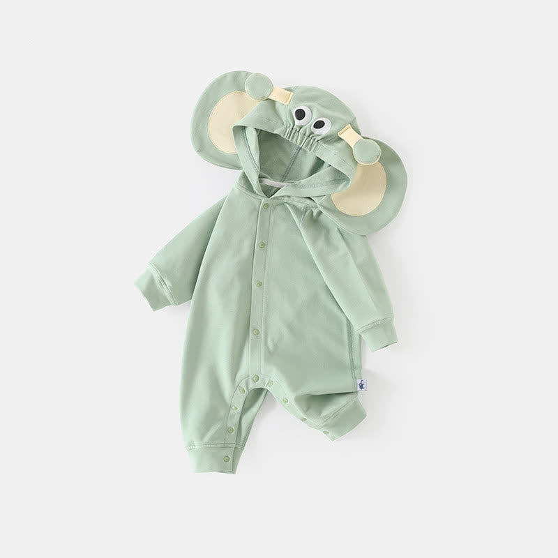 Baby Elephant Hooded Green Romper