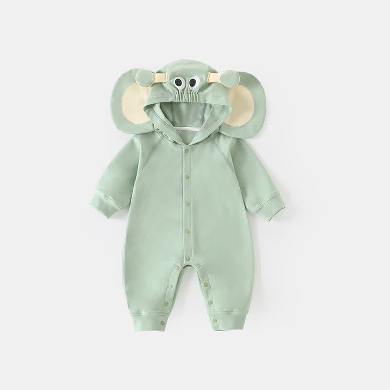 Baby Elephant Hooded Green Romper