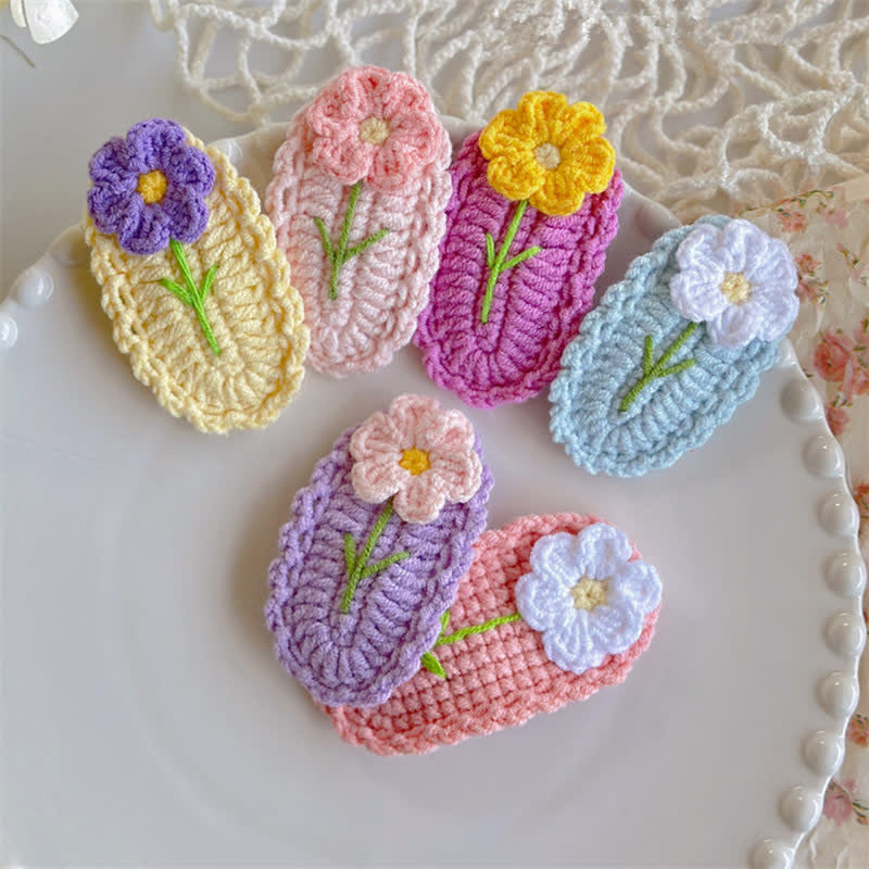 Baby Flower Sweet Knitted Hair Clips