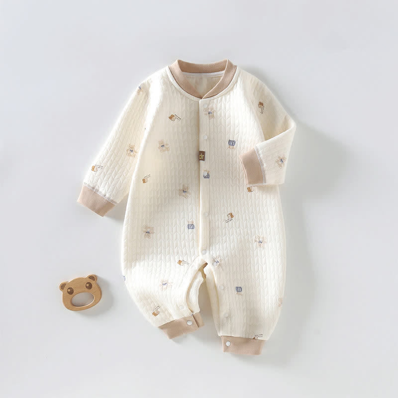 Baby Bear Bread Beige Pajamas Romper