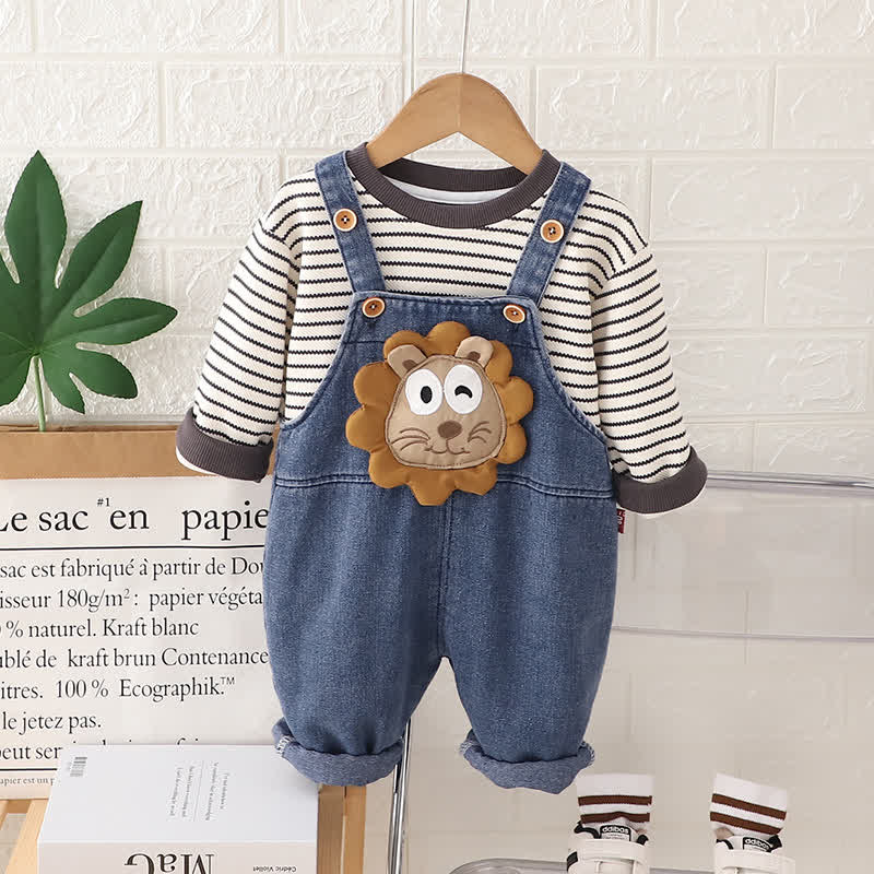 Toddler 2-Piece Lion Striped Denim Set