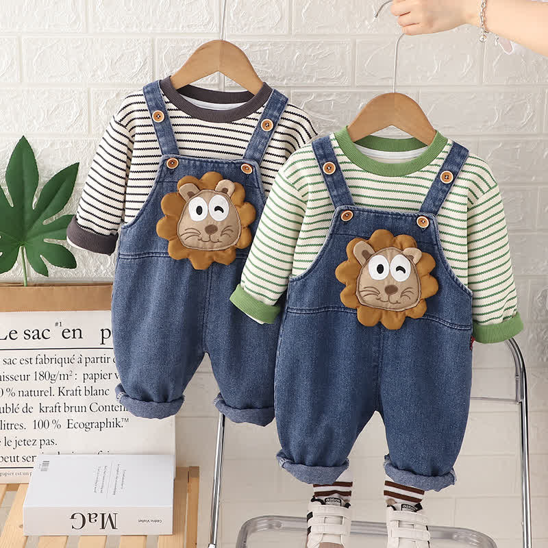 Toddler 2-Piece Lion Striped Denim Set