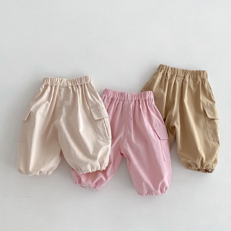 Baby Solid Color Worker Double Pocket Pants