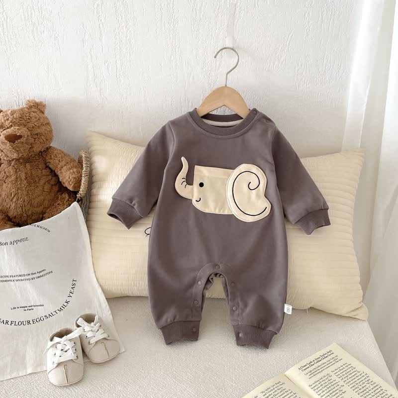 Baby Dark Grey Elephant Casual Romper