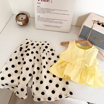 Toddler 2-Piece Yellow Dots Sleeveless Set