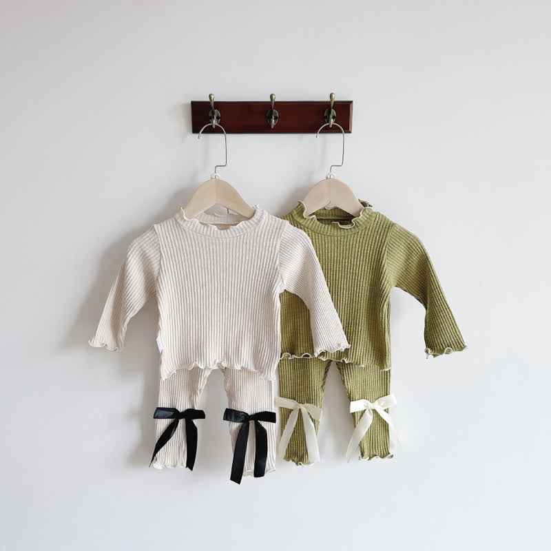 Baby 2-Piece Ribbed Double Bows Set