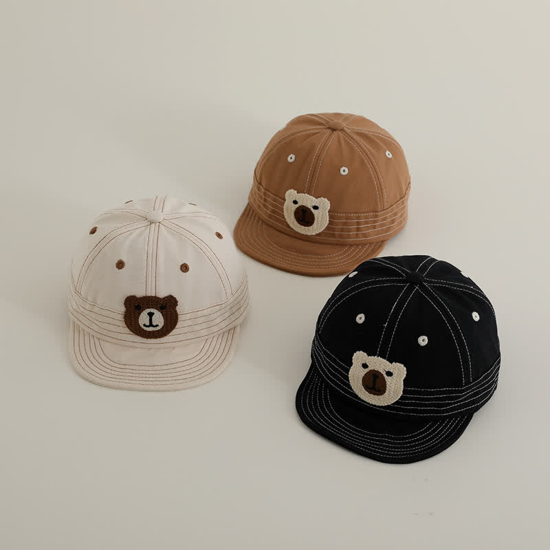 Baby Toddler Bear Patch Sun Peaked Cap