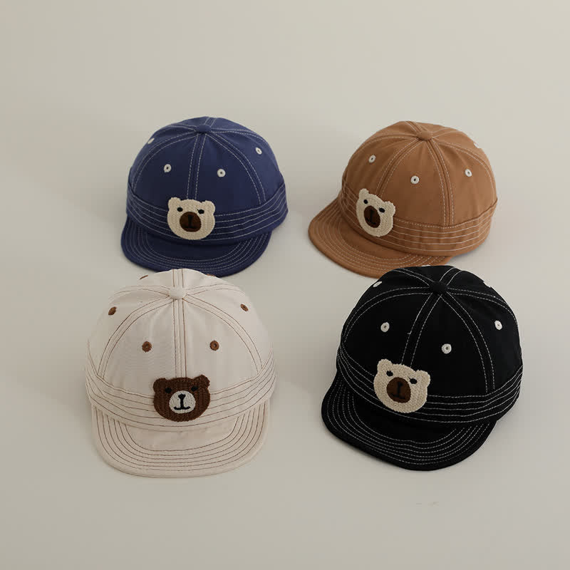 Baby Toddler Bear Patch Sun Peaked Cap