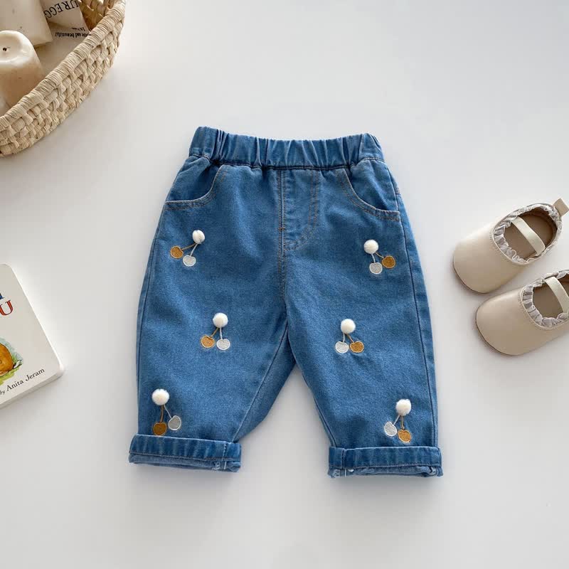 Baby 3D Hairball Cherry Blue Pants