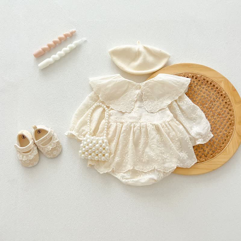 Baby Embroidered Flower Solid Color Bodysuit