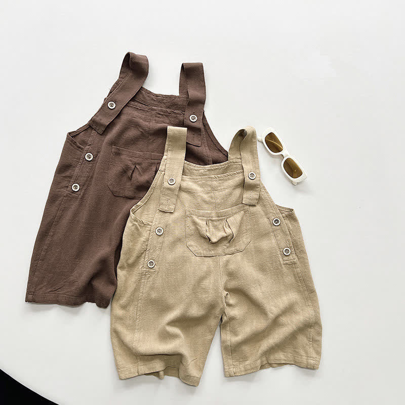 Toddler Retro Linen Earthy Color Overalls