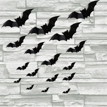 16pcs Halloween 3d Black Bat Wall Stickers