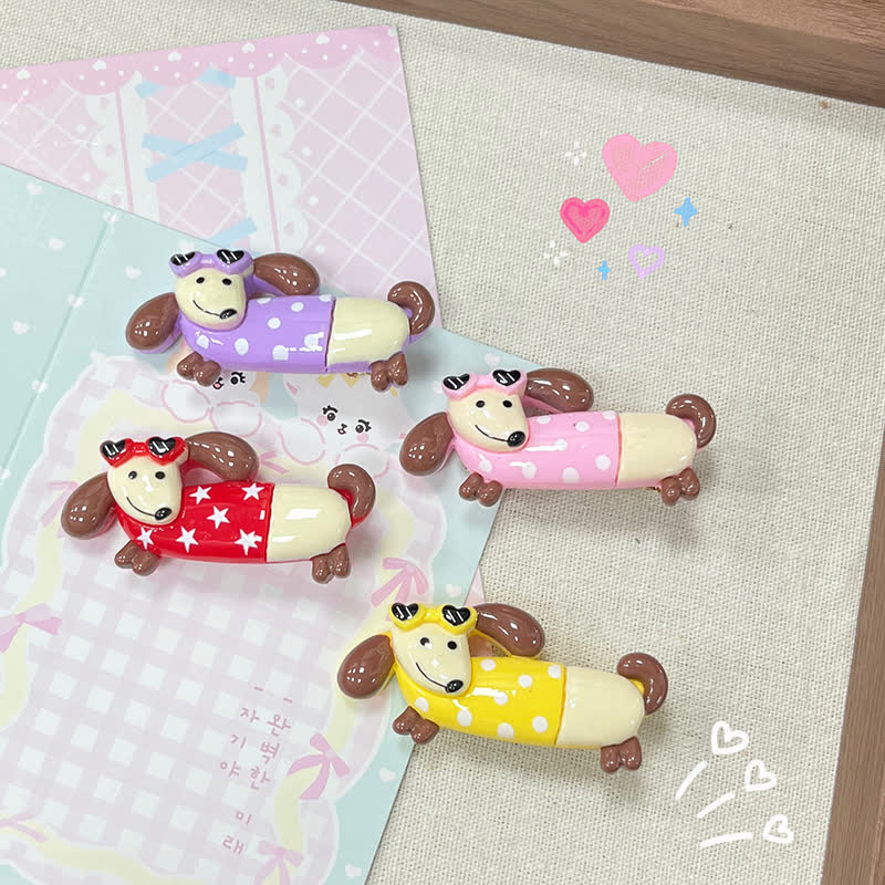 Baby Lovely Dots Dachshund Hair Clips