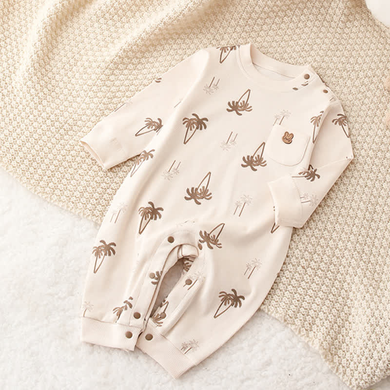 Baby Coconut Tree Beige Pocket Romper