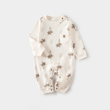 Baby Coconut Tree Beige Pocket Romper