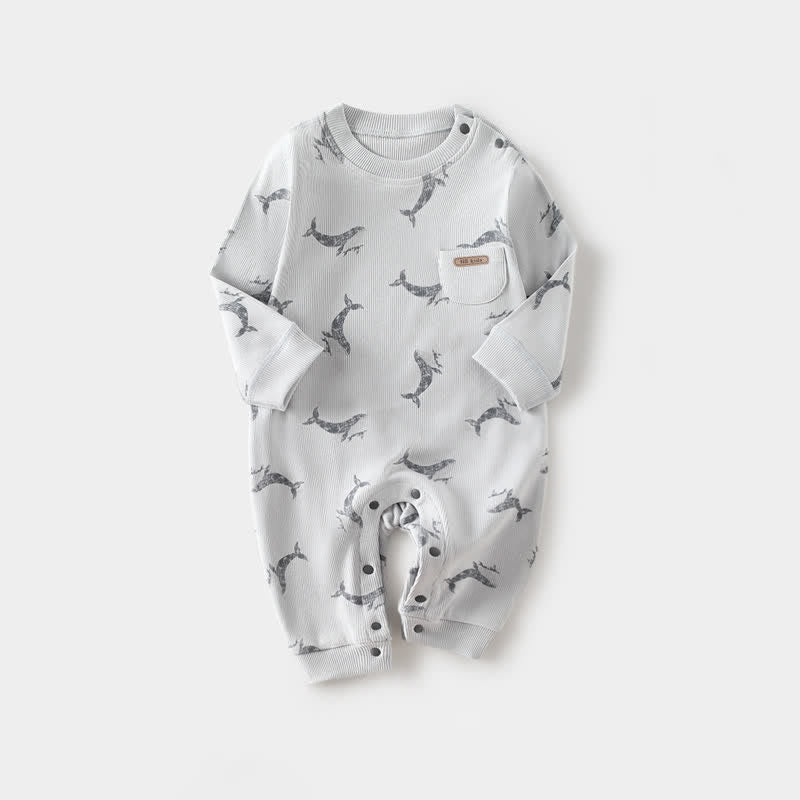 Baby Blue Whale Pocket Romper