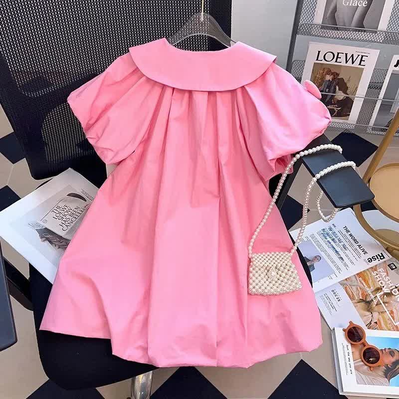 Kid Girl Pink Doll Collar Dress